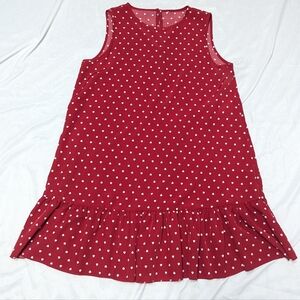 Heart Printed Valentine's Day Disneybounding Sleeveless Shift Dress Ruffle Hem